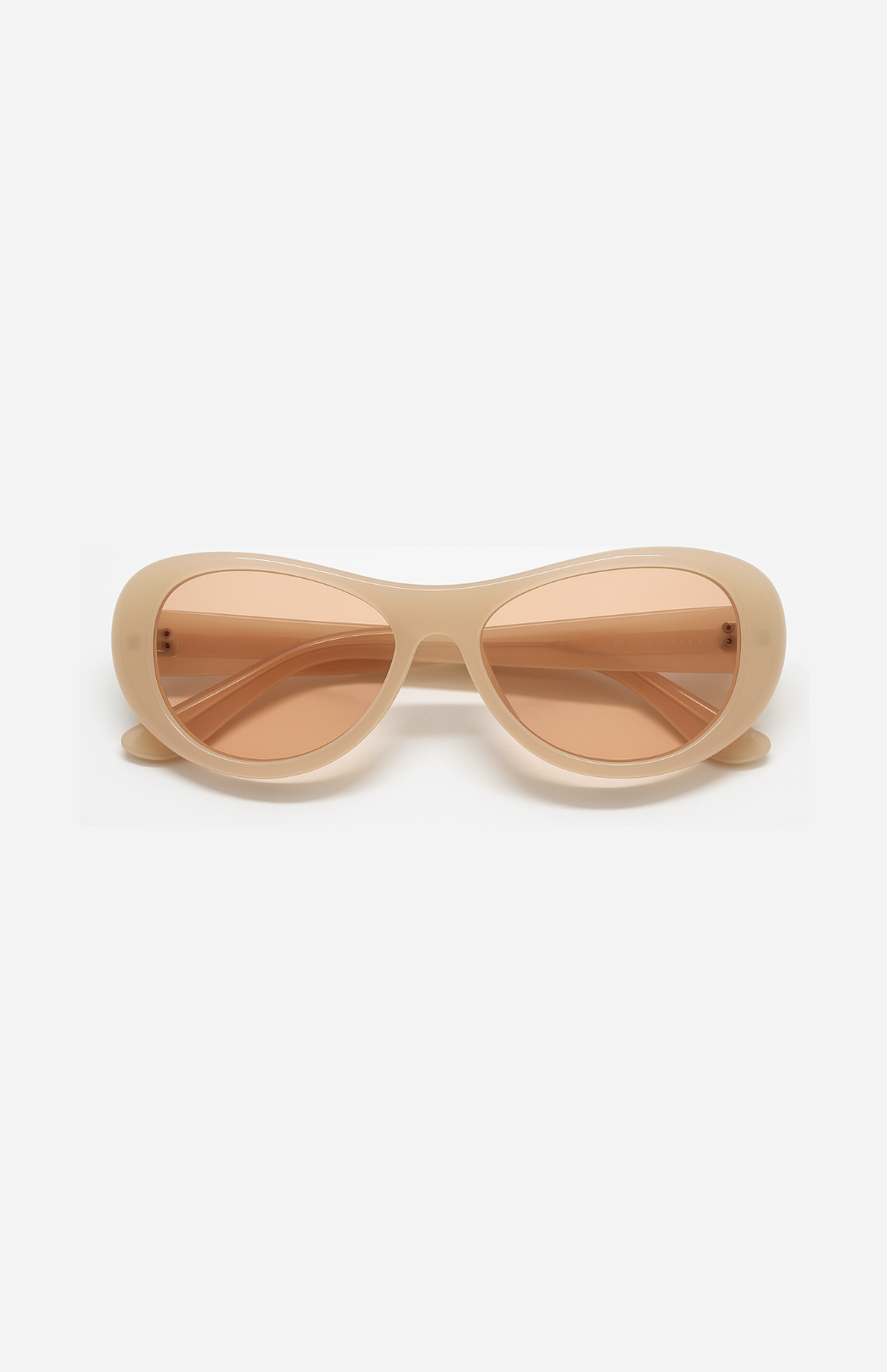 Beige sunglasses on a white background