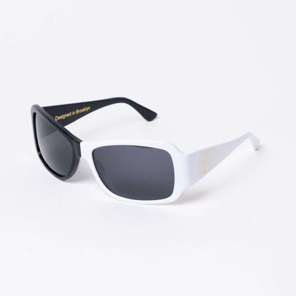 a side view of monochrome sunglasses