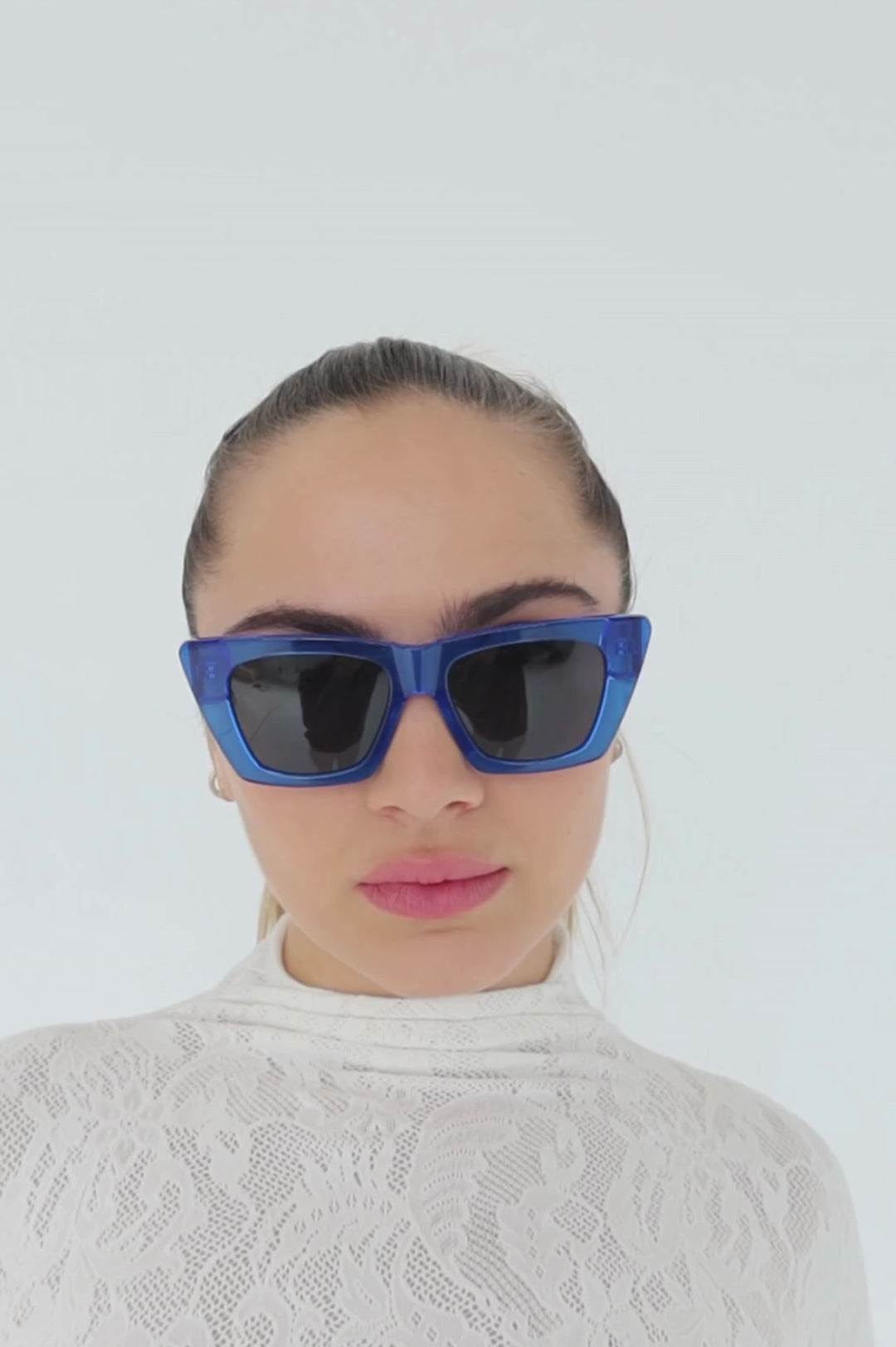 Blue Cat-Eye Polarized Sunglasses